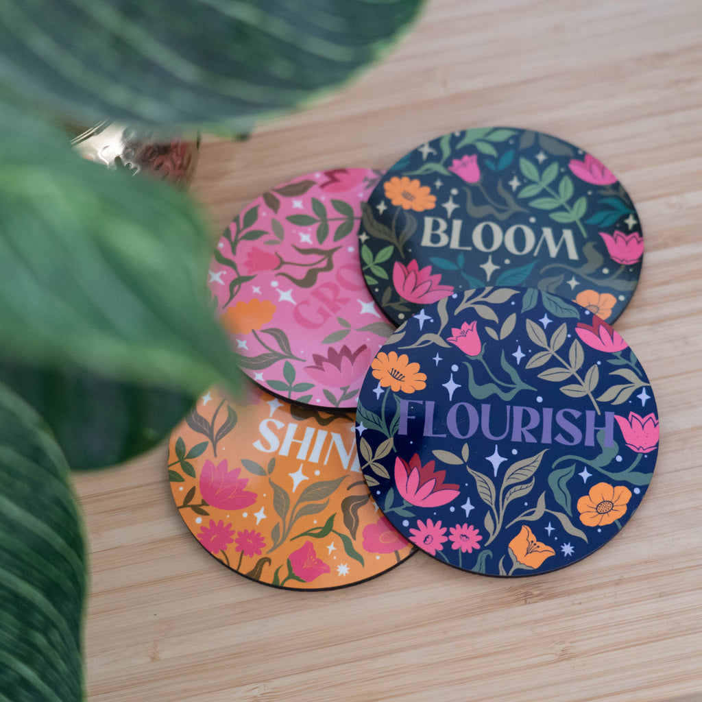 Blooming Floral Coaster Set