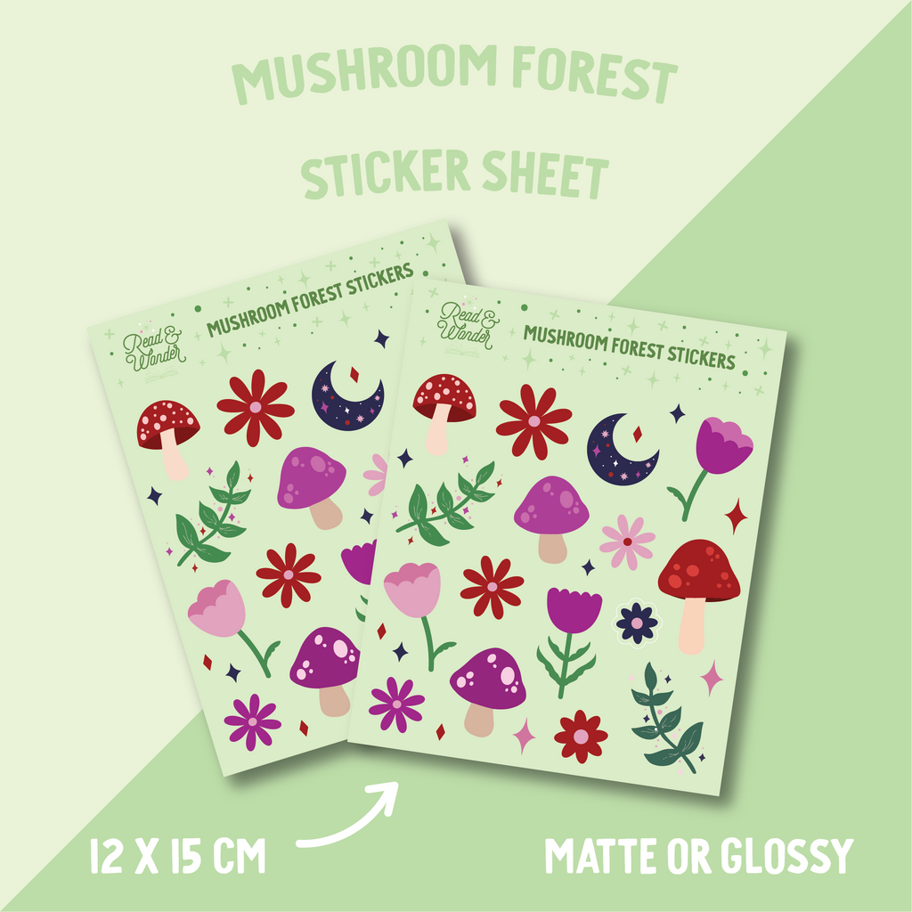 Green Mushroom Forest Sticker Sheet